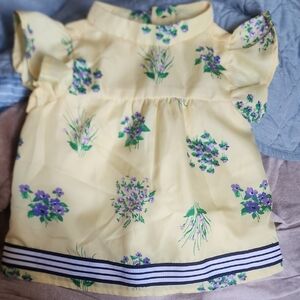 Sz 12-18 Months Janie and Jack Yellow Floral Flutter-Sleeve Top